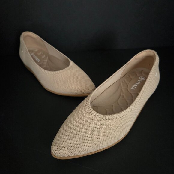 VIVAIA Shoes Women Size US6 Beige Pointed Toe Knit Ballet Flats - Picture 7 of 8